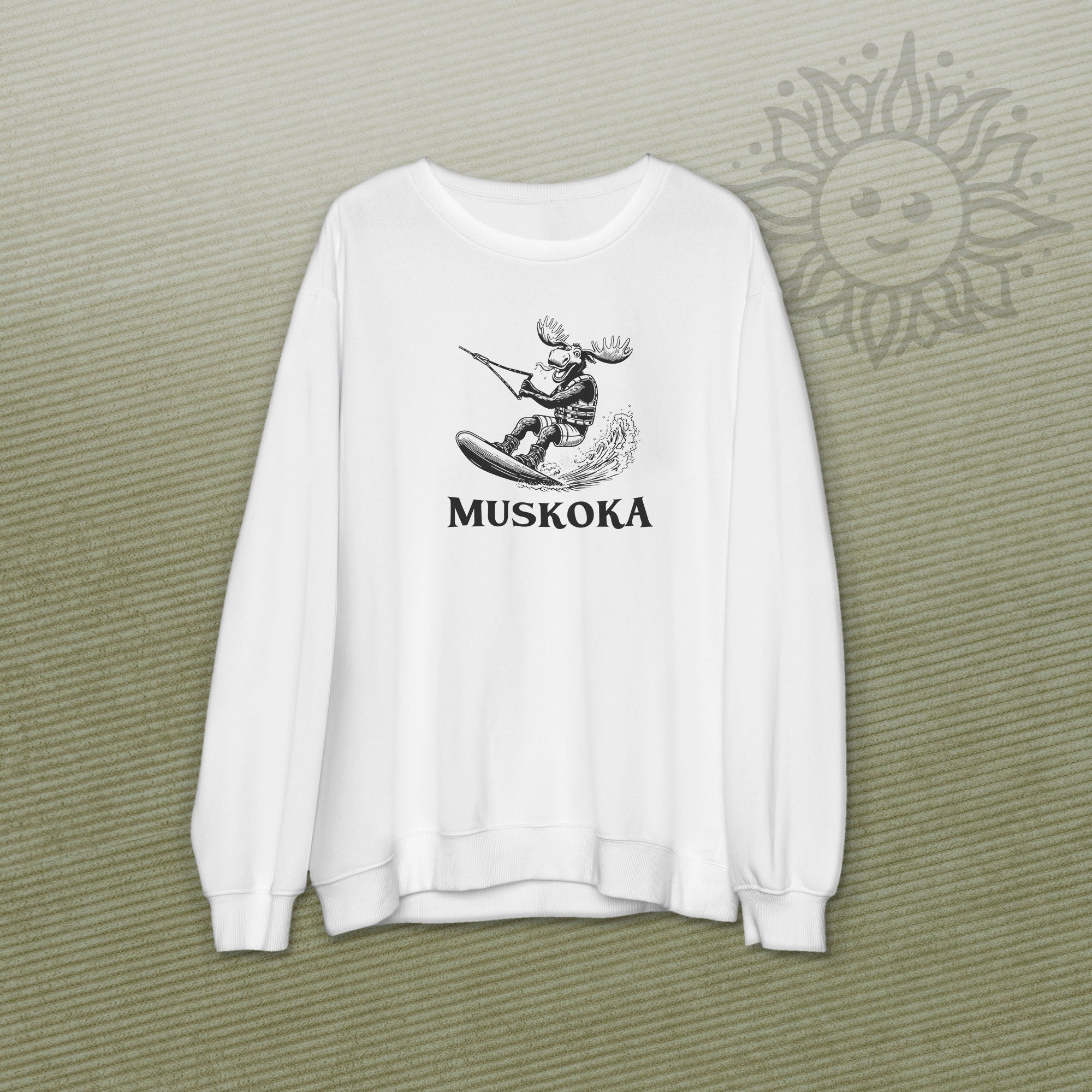 Adult Wakeboarding Moose Crew Neck Sweatshirt