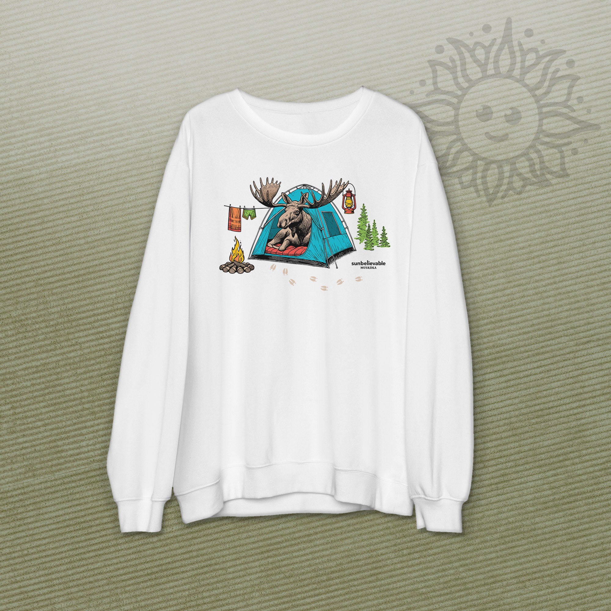 Camping Moose Crew Neck Sweatshirts