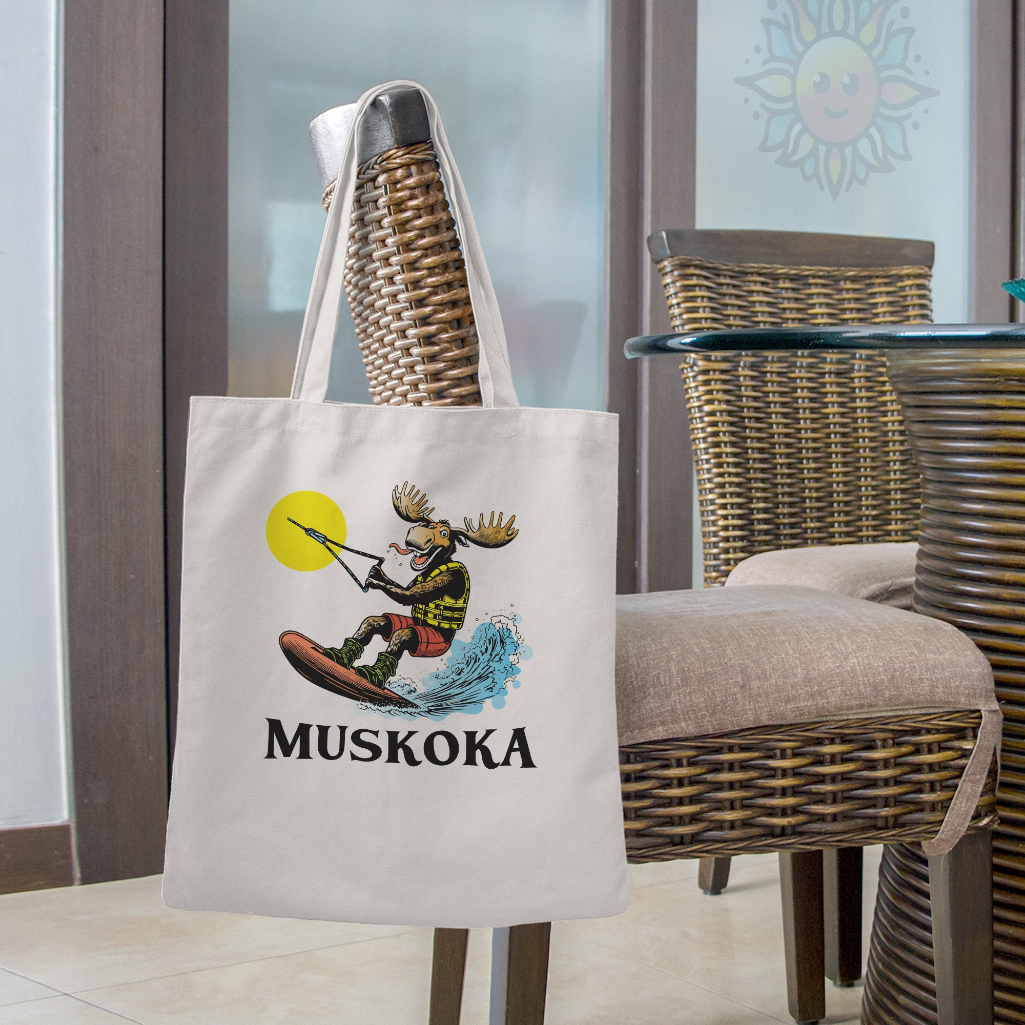 Wakeboarding Moose Tote Bags