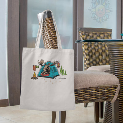 Camping Moose Tote Bags