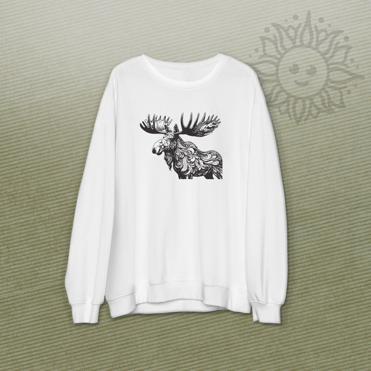 Adult Blue/Green Moose Crew Neck Sweatshirt