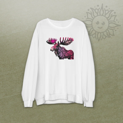 Adult Pink Moose Crew Neck Sweatshirt
