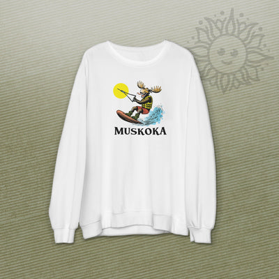 Adult Wakeboarding Moose Crew Neck Sweatshirt