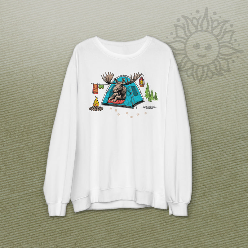 Camping Moose Crew Neck Sweatshirts