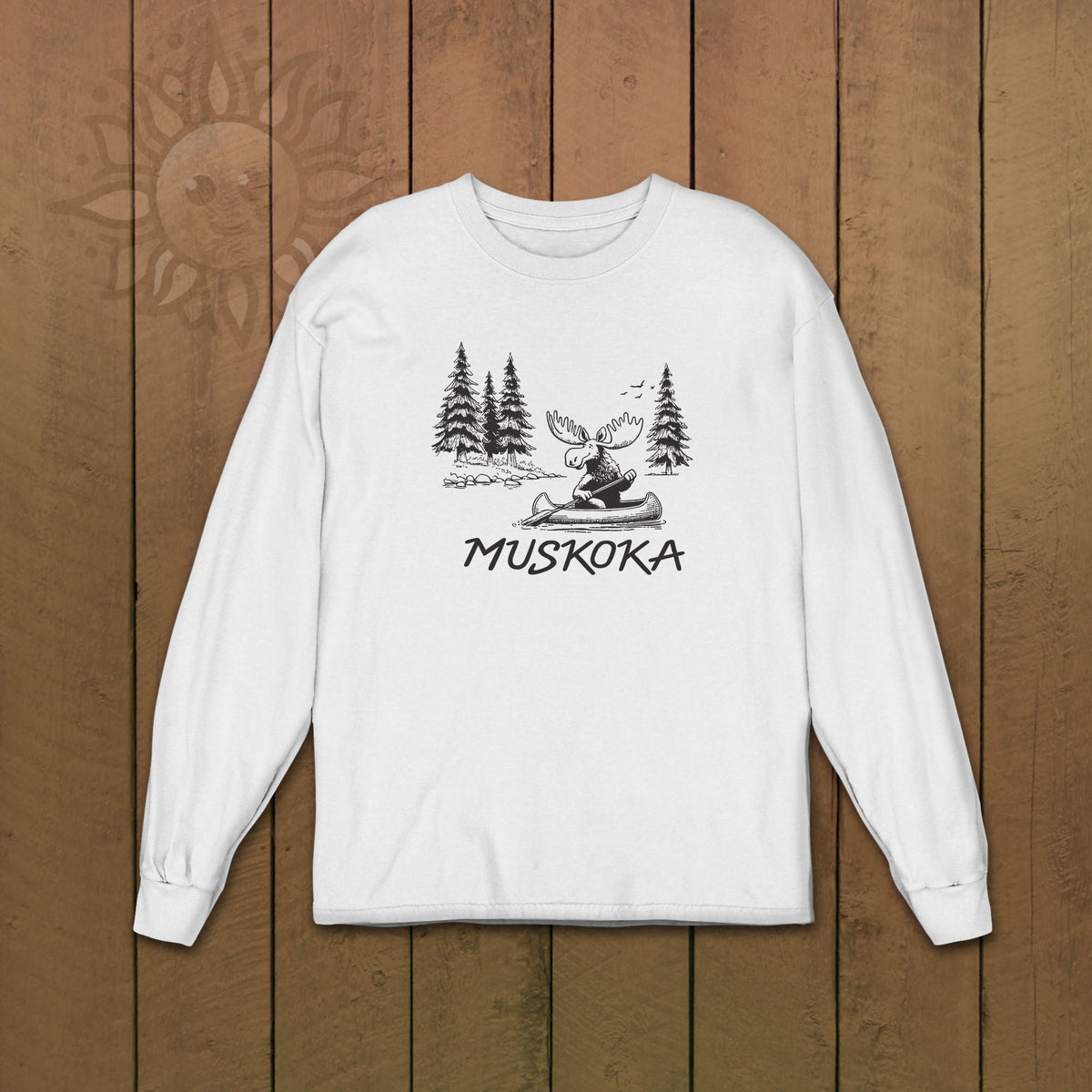 Adult Paddling Moose Long Sleeve Tshirt