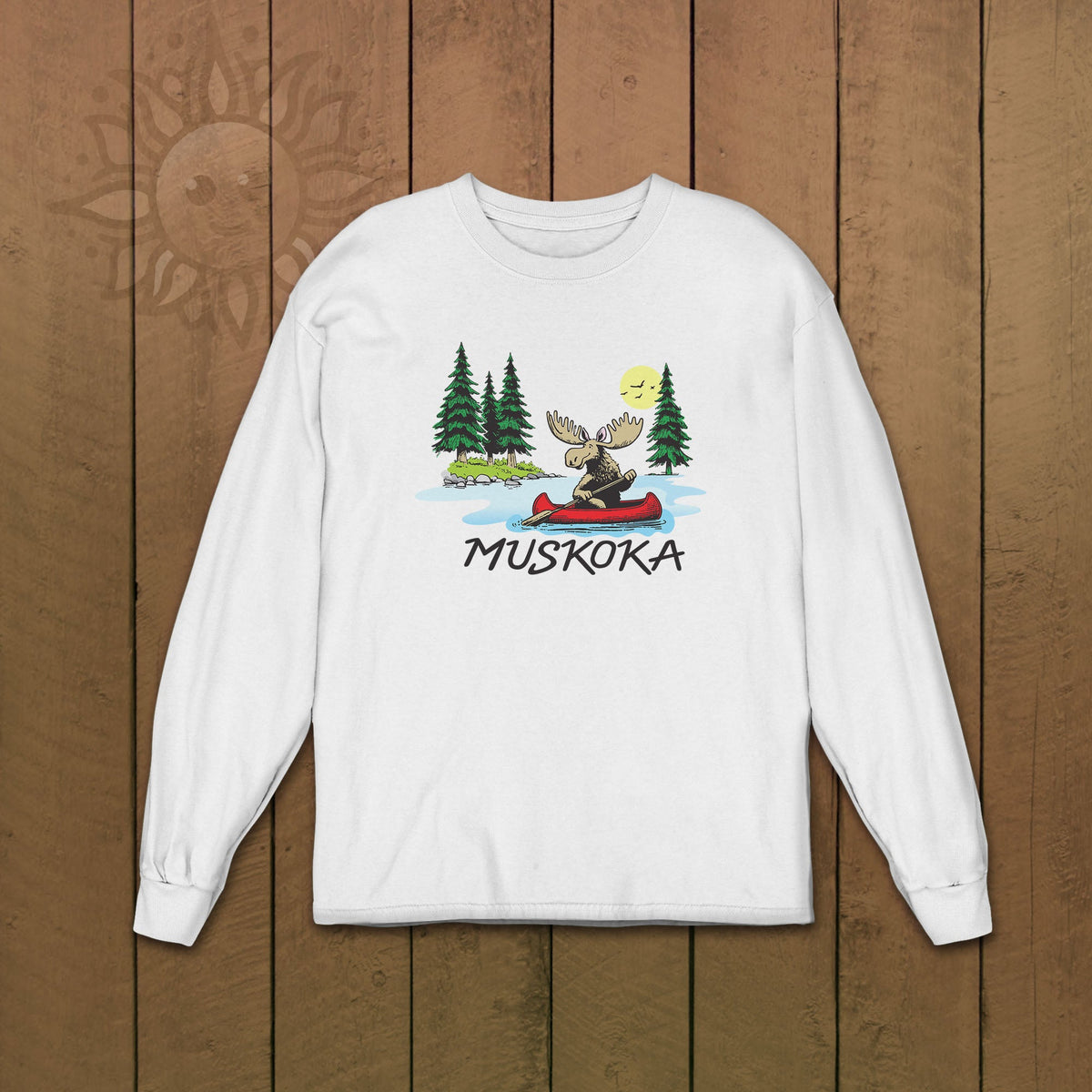Adult Paddling Moose Long Sleeve Tshirt