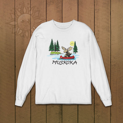Adult Paddling Moose Long Sleeve Tshirt