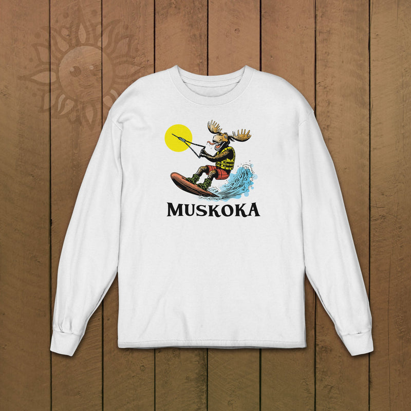 Adult Wakeboarding Moose Long Sleeve Tshirt